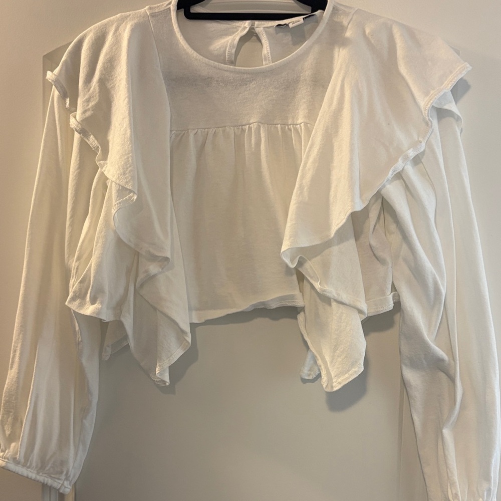 Topshop White Ruffled Blouse